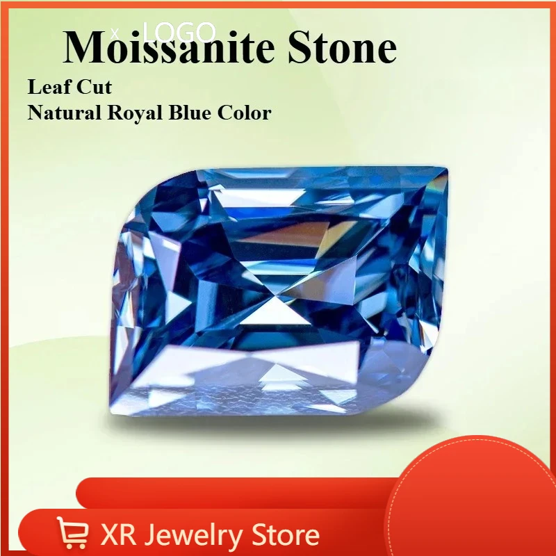 

Moissanite Stone Leaf Cut Natural Royal Blue Color Charms Gemstone DIY Ring Necklace Earrings Main Materials Certificate