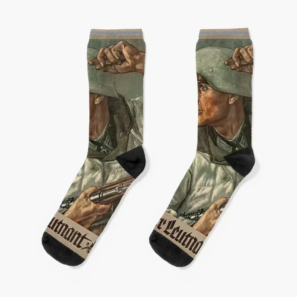 Der Leutnant..The Lieutenant..WW2 Socks floral Children's soccer anti-slip Stockings Designer Man Socks Women's
