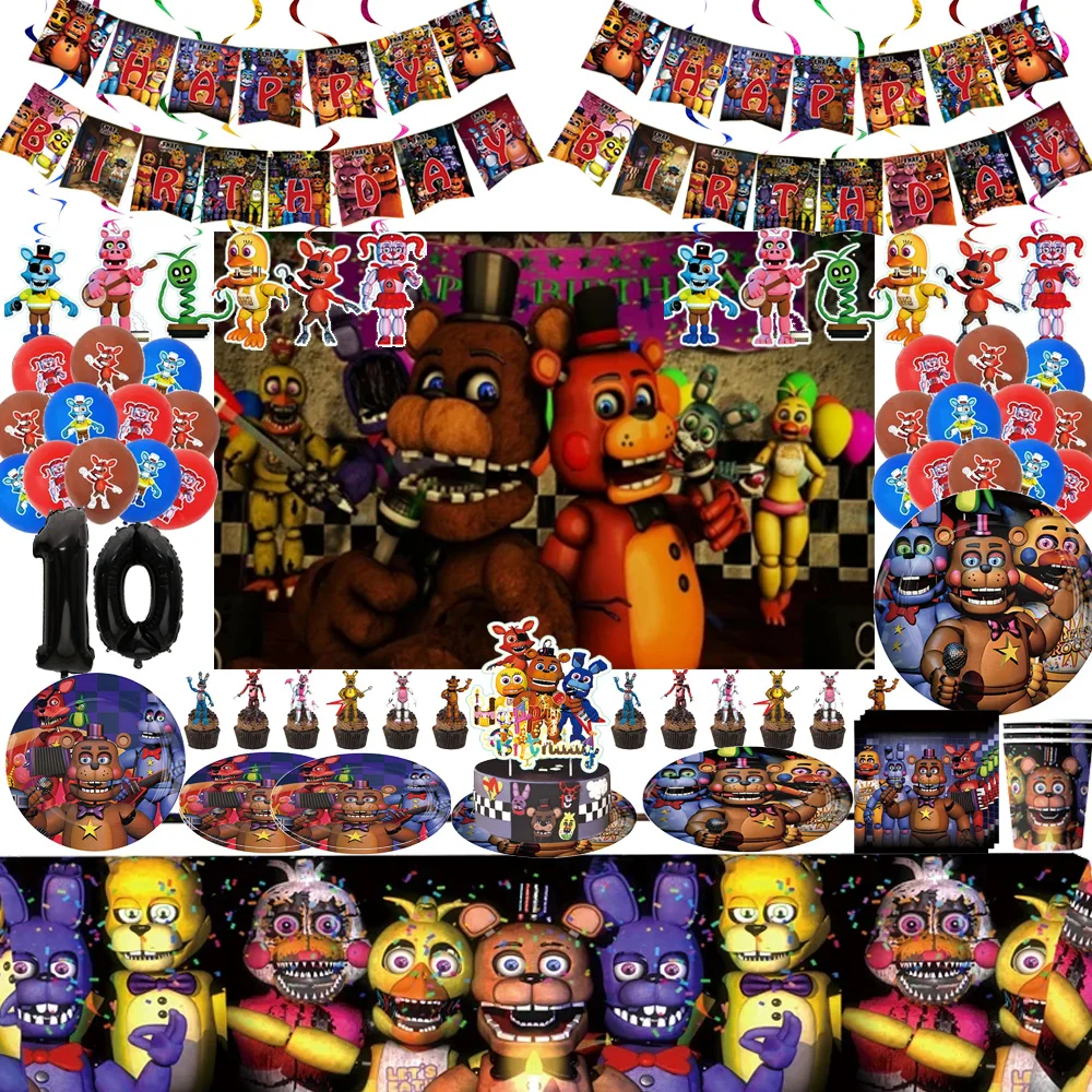 Cicimini Five Nights At Freddyed Birthday Party Supplies Balloon Party Accessorie Decorations Banners Hanging Spiral Baby Shower