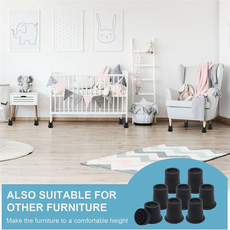 A07I Elevadores de cama de 3 pulgadas Elevadores de muebles de alta resistencia, elevadores de cama, soportes de elevador de cama de hasta 6.000 libras Paquete de 8