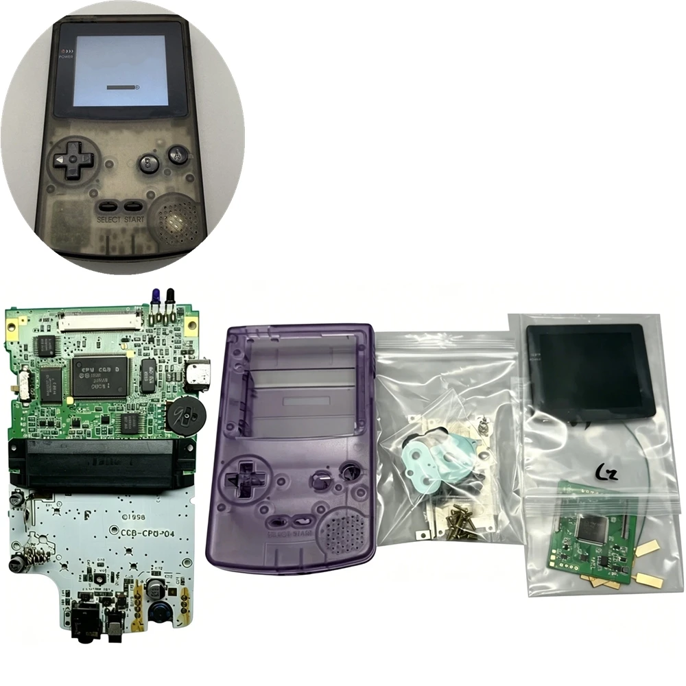 

GBC Handheld Game Console Accessory Kit 2.6/2.78 Inch IPS LCD Screen+GBC Motherboard+New Replacement Shell for GAME BOY Color