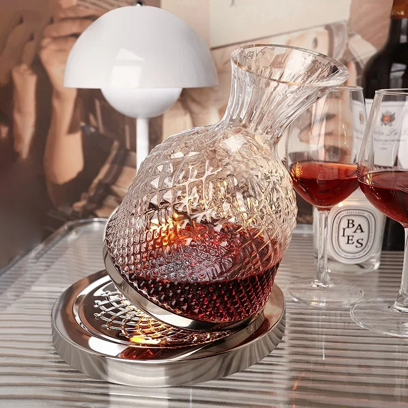 1500ml High Grade Glass 360 Rotating Decanter Whiskey Decanter Wine Dispenser Aerator Mirror Jug Alcohol Gift Bar Decoration