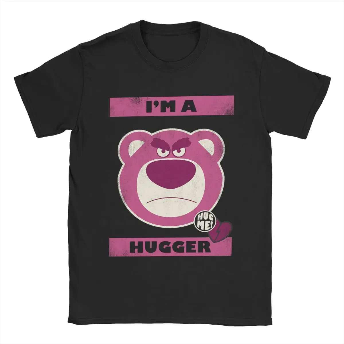 Lotso Hug Me T-Shirts for Men Vintage Cotton Tees Round Collar Short Sleeve T Shirts Birthday Present Clothes