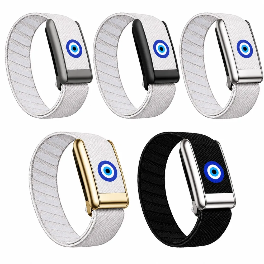 Compatible with WHOOP 5.0 MG Blue Evil Eye Pattern Woven Nylon Wrist Strap Nazar Protective Symbol Sport Replacement Band