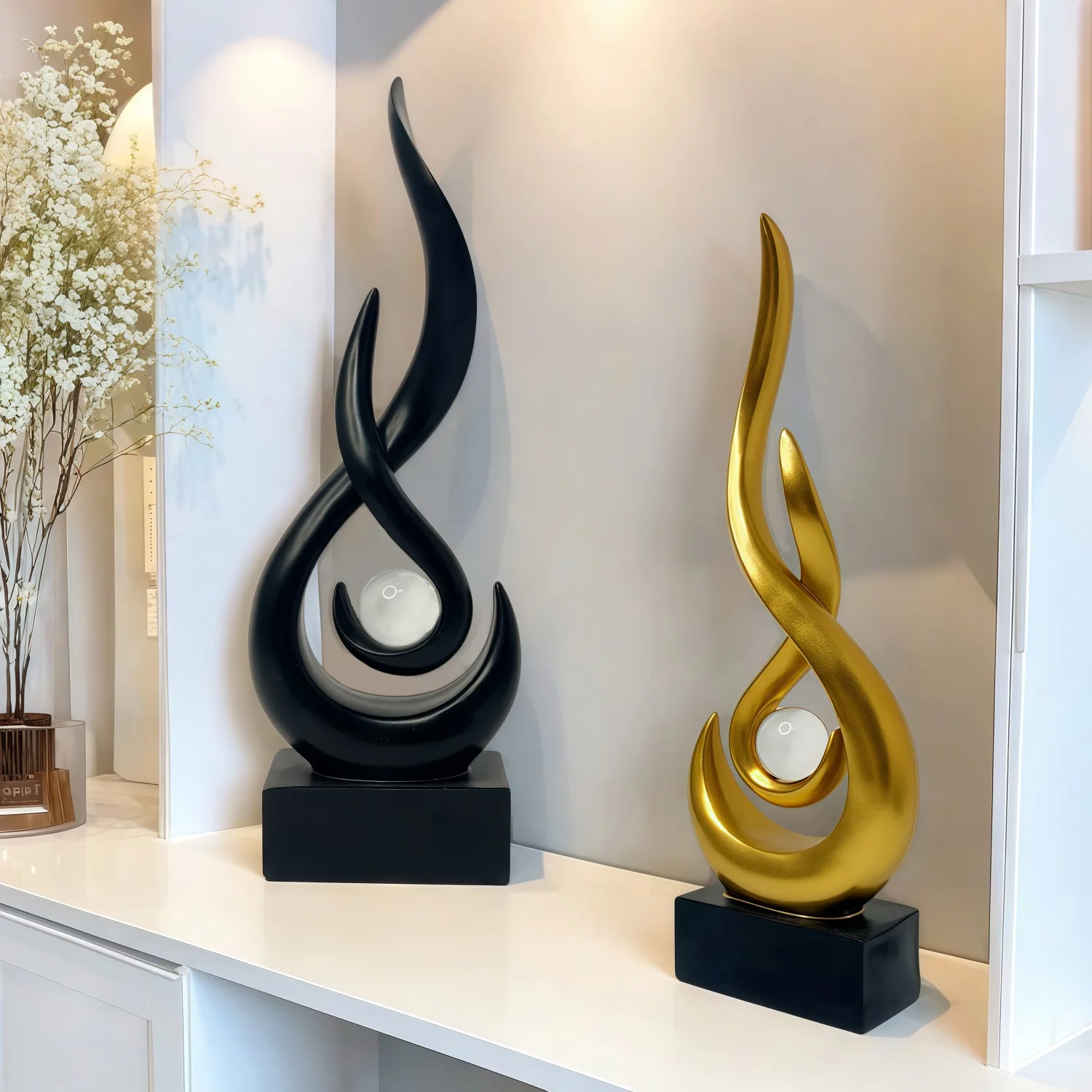 Luxury Flame Pearl Statue Office Living RoomTV Cabinet Wine Cabinet Sculpture Desk Ornament Study Office Home Interior Decor - view 2