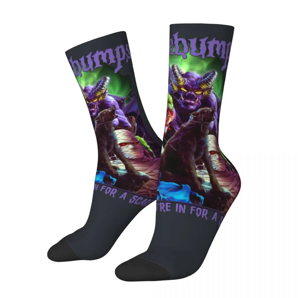 Goosebumps - Beware You're In For A Scare Men's Socks Unisex hip hop halloween Pattern Printed Crew Sock official-website fugees