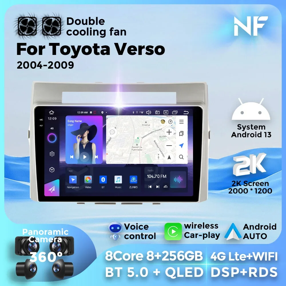 

Android 13 Car Radio Stereo for Toyota Corolla Verso AR10 2004 - 2009 Wireless Carplay QLED Screen Multimedia Player Navigation