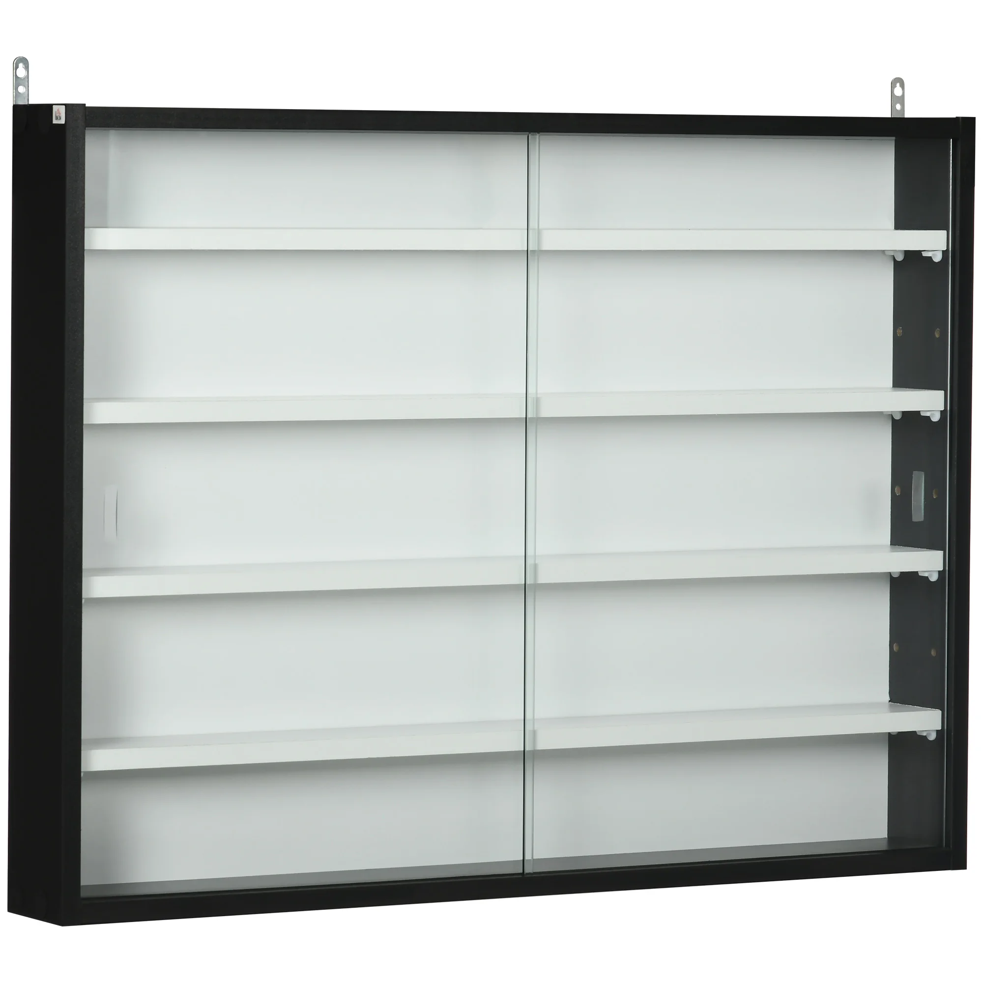 HOMCOM glass doors adjustable shelves Wall showcase for collections