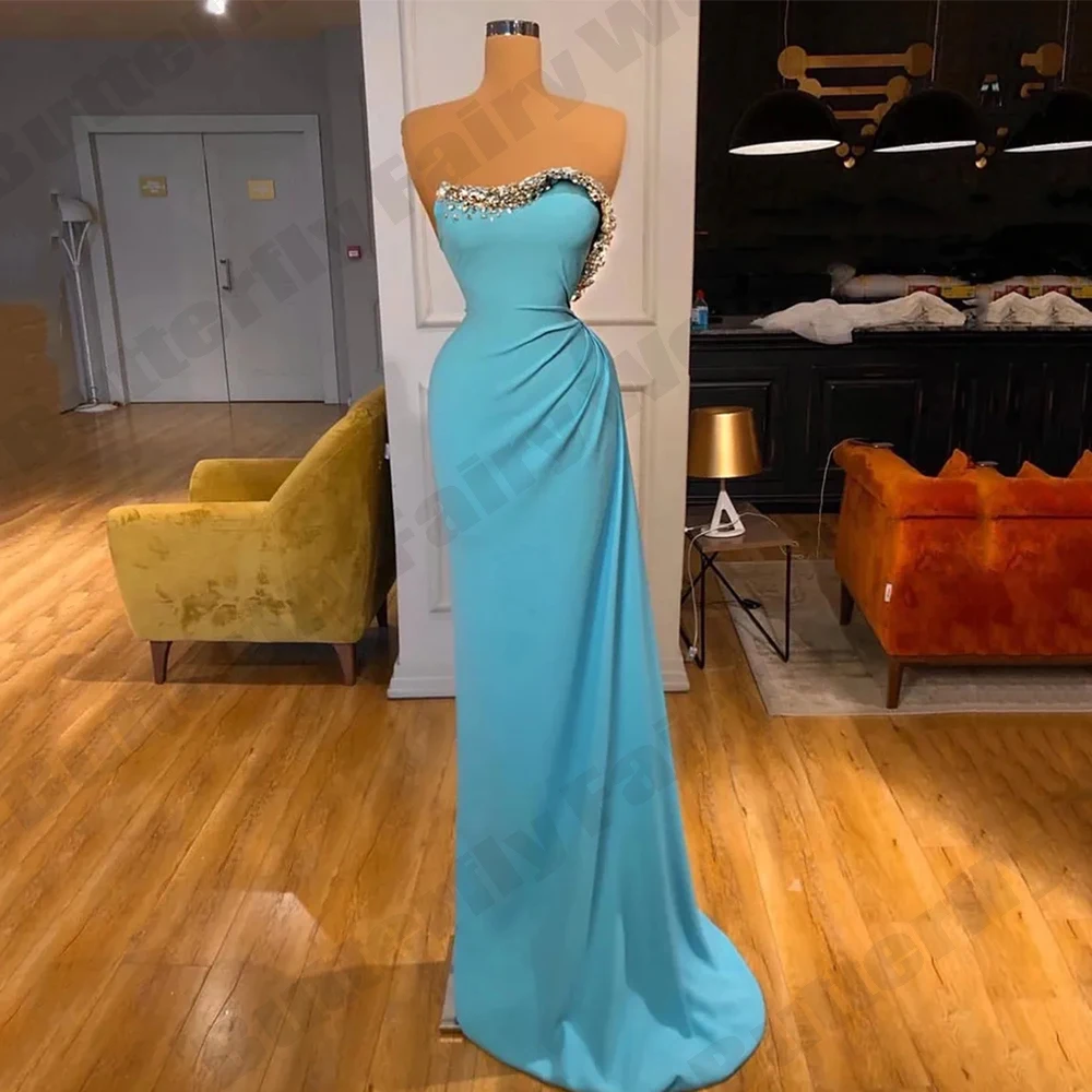 

Beautiful Off Shoulder Sleeveless Exquisite Evening Dresses Sweetheart Gorgeous Beading A-Line Satin Prom Mopping Party Gown