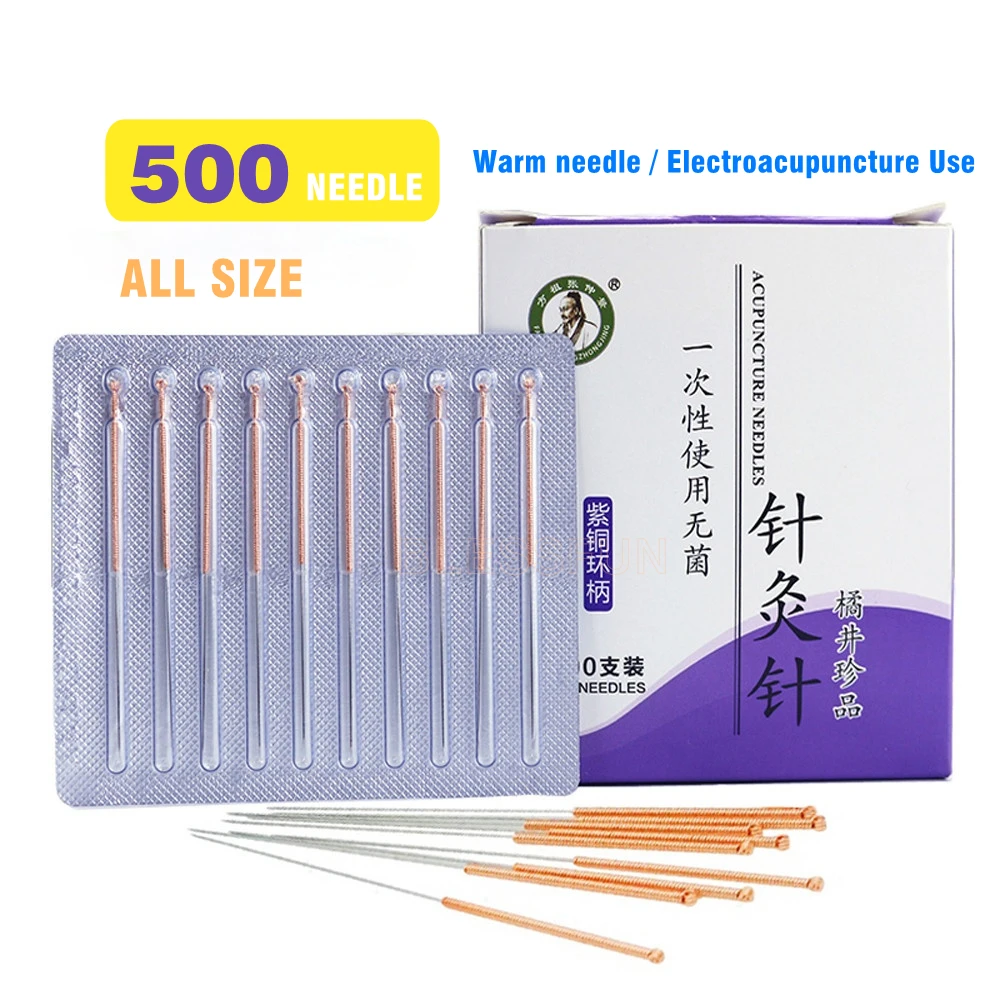 

500Pcs Copper handle Sterile Acupuncture needle Electroacupuncture Non-silver Needle Meridian Acupoint Relax Beauty