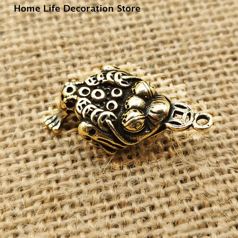 Chinese Brass Fengshui Ornament Lucky 3-Leg Frog Wealth Toad Animal Figurine Statue for Home House Office Desk Table Decoration