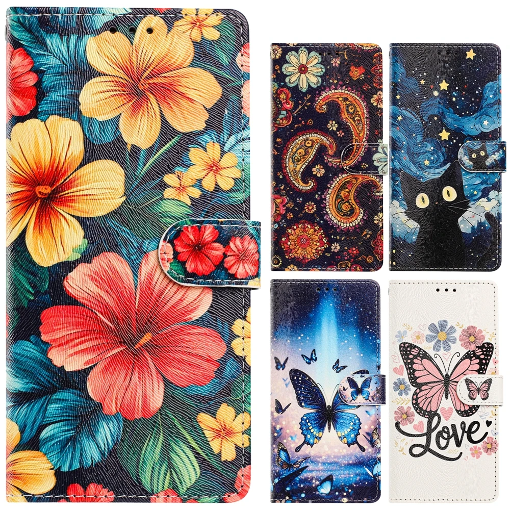 S26 Edge 3D Flower Phone Case for Funda Samsung Galaxy S26 Ultra S25 FE S24 S23 S22 S21 S20 Plus Cases Leather Wallet Flip Cover