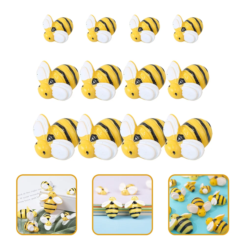 

50 Pcs Three-dimensional Resin Bee Decor Mini Ornaments Playset Accessories Charms for DIY Crafts