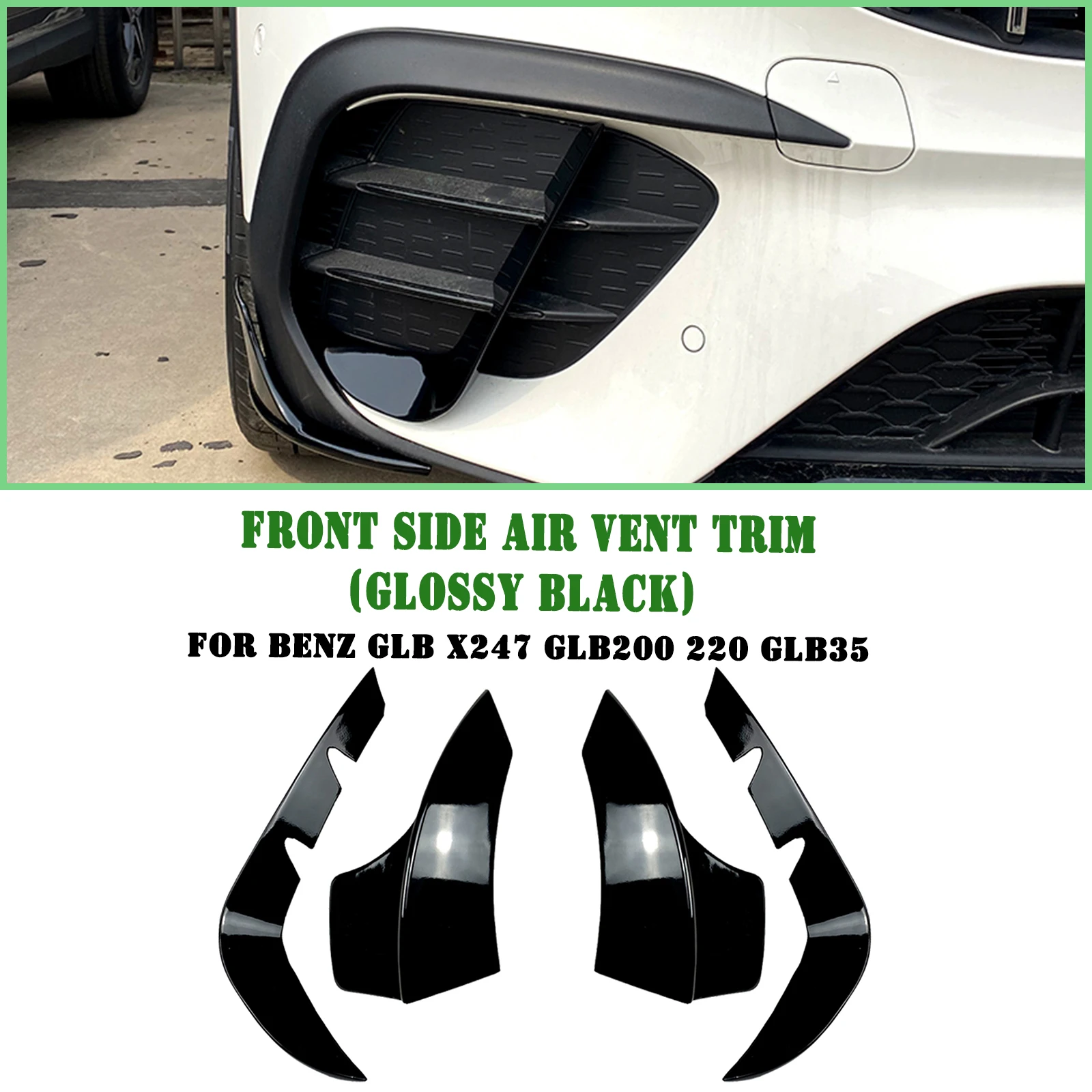 Front Bumper Side Spoiler Canard+Fog Light Air Vent Trim Intake Cover For Mercedes Benz GLB Class X247 GLB200 GLB220 GLB35 AMG