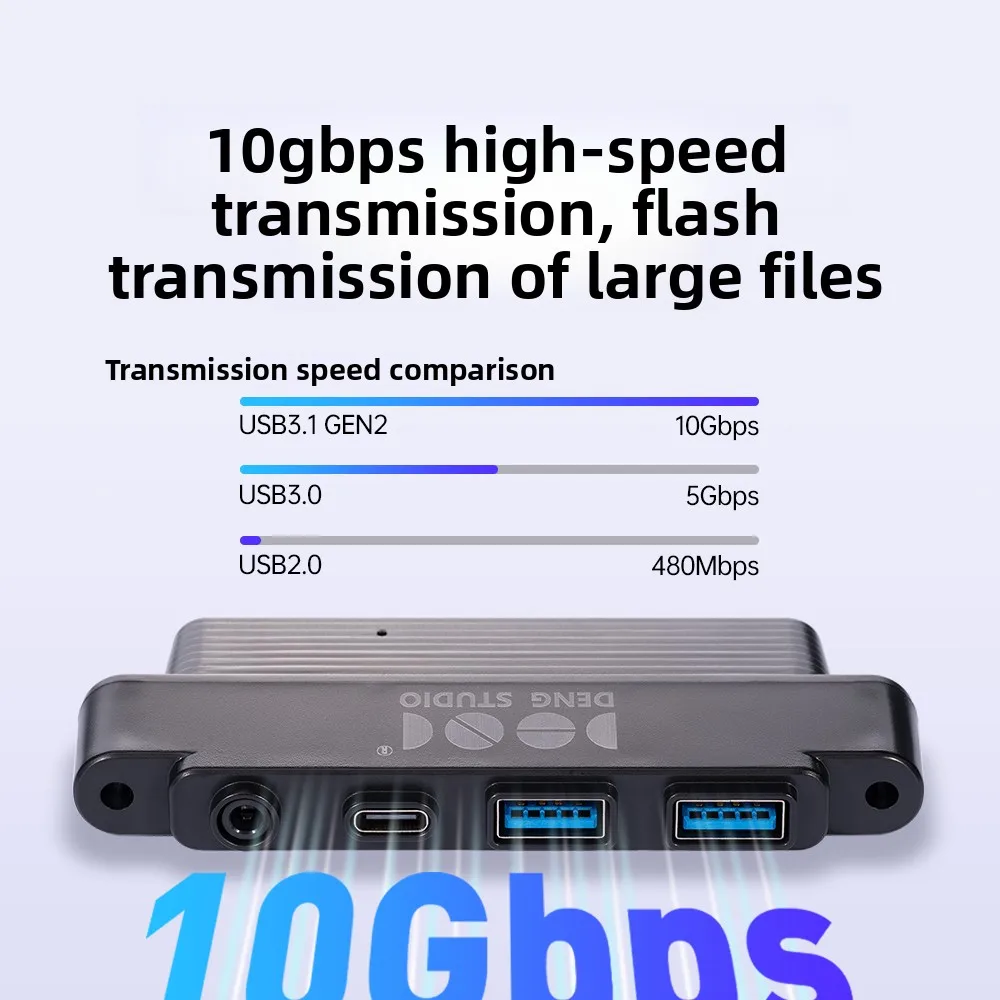 USB3.2 Gen2 10Gbps Front Panel 2USB-A+Type-C+HD Audio Multi-port Hub Internal Type-E Expansion Board Chassis Front IO Adapter