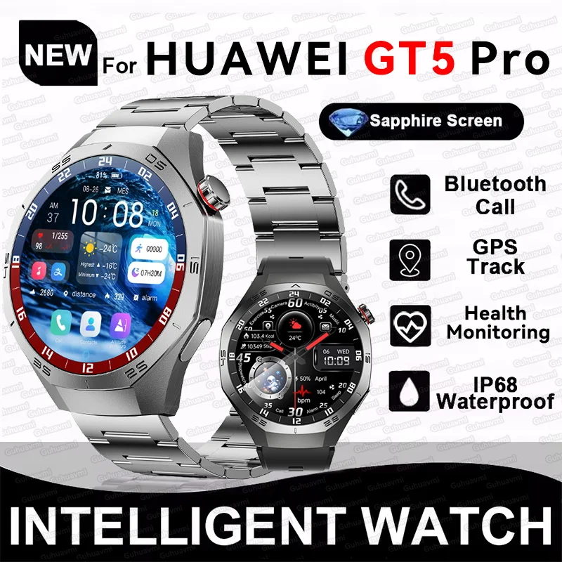 

Новое обновление для HUAWEI GT5 Pro GPS SmartWatch Мужчины HD AMOLED Экран Сердечный ритм Bluetooth Вызов IP68 Водонепроницаемые мужские умные часы 2025