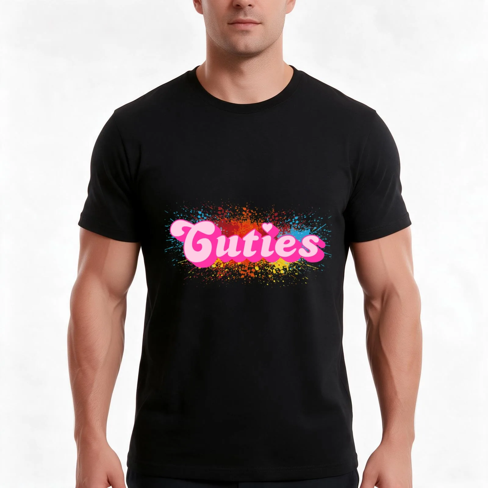mackenzie Hey Cuties T-Shirt, Summer Casual Cotton Tee, Oversized Streetwear Tops, Vintage Graphic Print, Loose Fit Short Sleeve