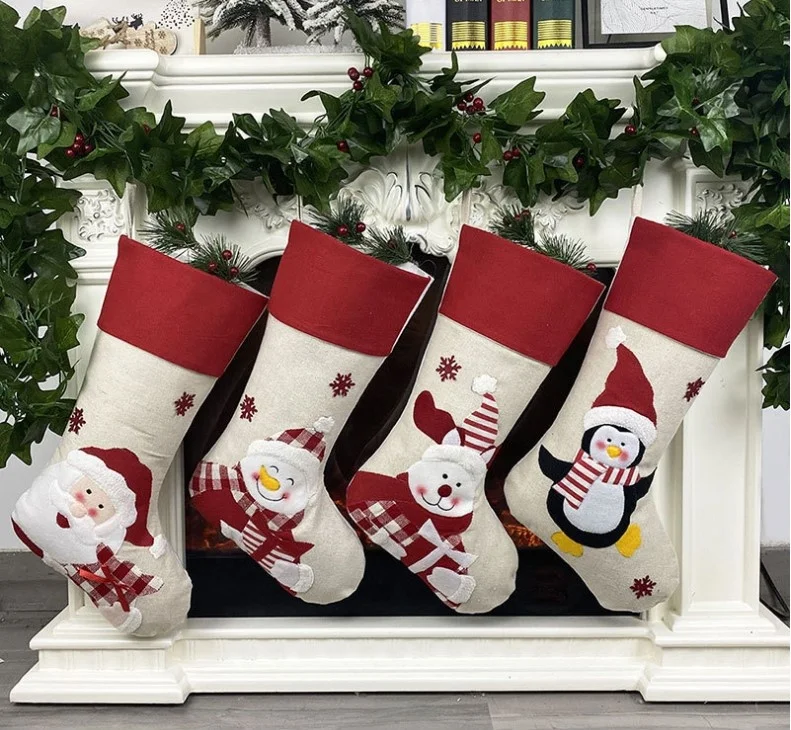 New Style  Santa Snowman  Xmas Socks Christmas Stocking