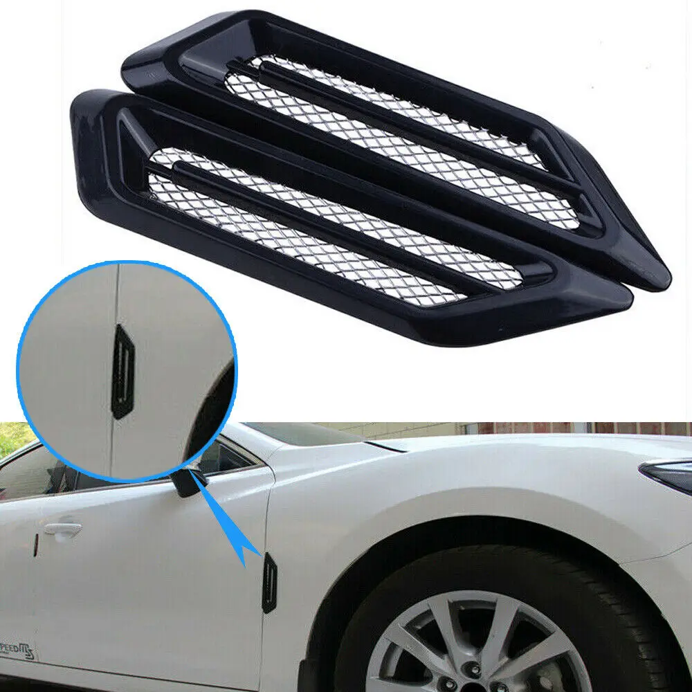 

2Pcs Auto Car Side Air Flow Vent Fender Stickers Decal Decor Car Simulation Side Vents Decorative Accessories Black Universal