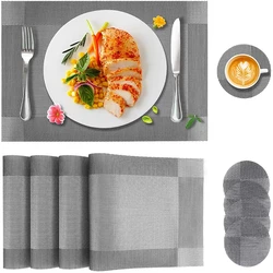 Set of 2/4/6 Modern Elegant PVC Placemat Dining Table Mat Rectangle Cafe Anti-slip Hot Placemats Bowl Pad Cup Mat Table Coasters