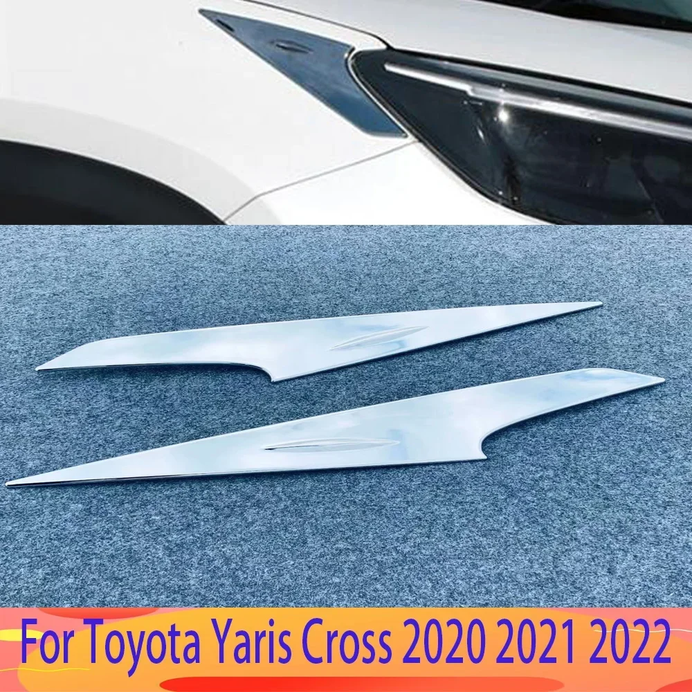 

For Toyota Yaris Cross 2020 2021 2022 ABS Chrome Car Exterior Accessories Headlight Eyebrow Cover Trim Head Lamp Eyelid Trims