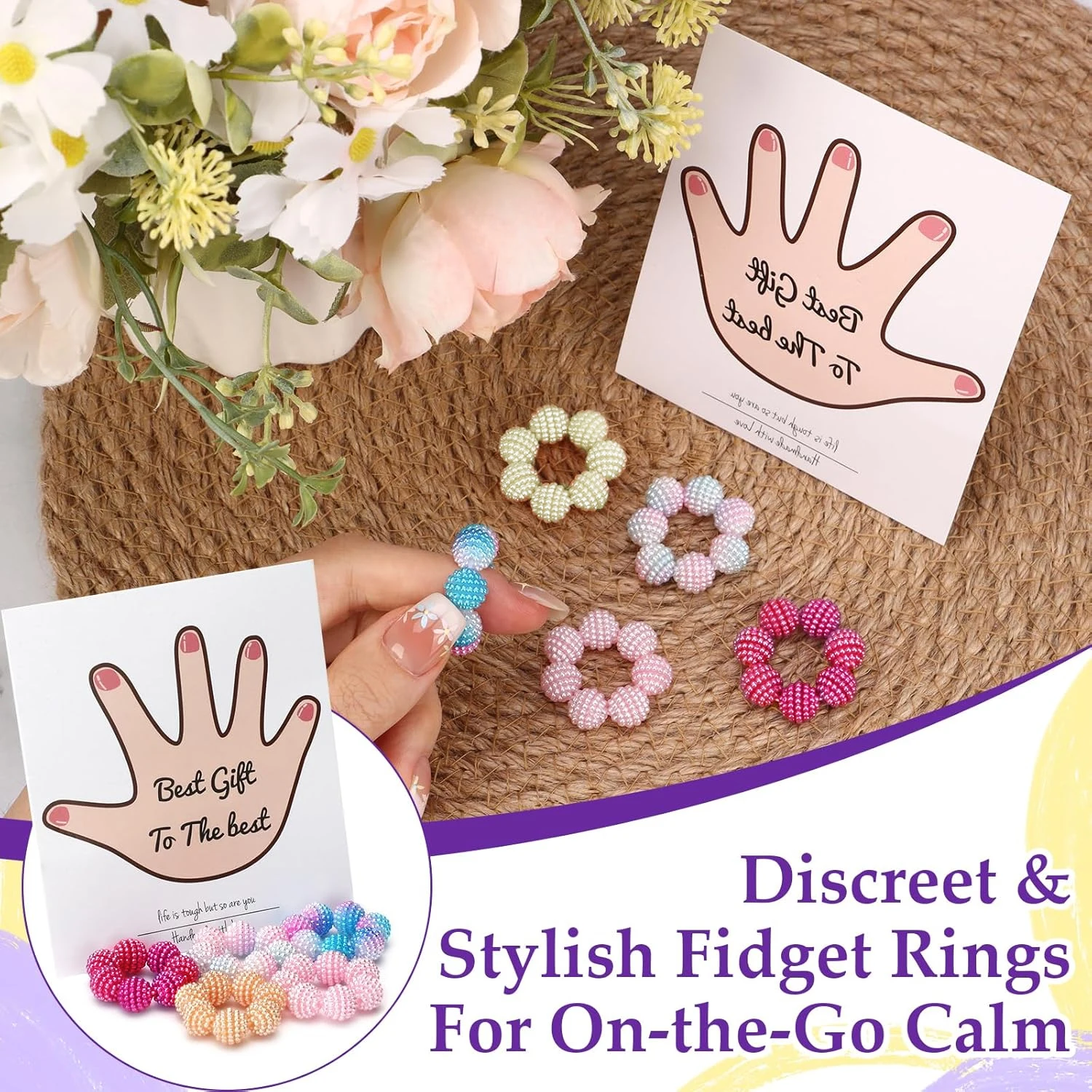 مجموعة مكونة من 5 قطع من حلقات فيدجيت الملونة وخرز أظافر وتدليك الأصابع وجهاز تخفيف الضغط، حلقة حسية لتخفيف التوتر، fi #4