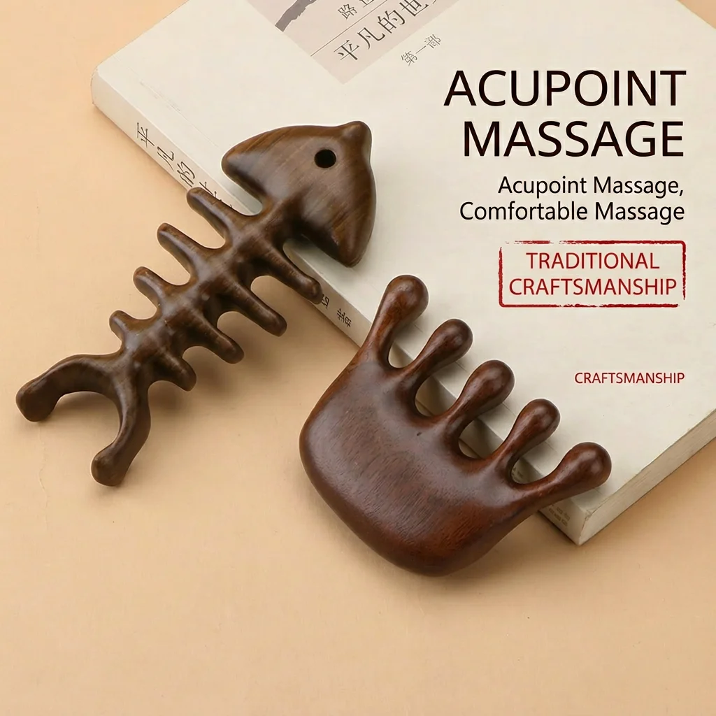 

Golden Sandalwood Comb Multi-Purpose Wooden Massage Comb Meridian Comb Natural For Scalp Care Full Body Massage Facial Lifting