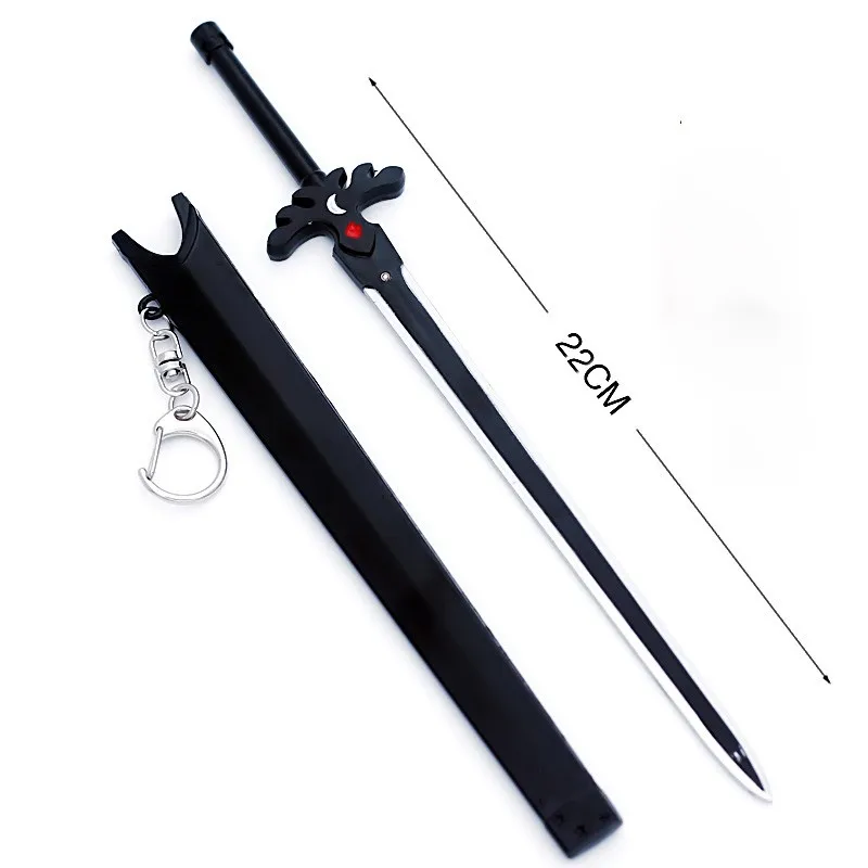 22cm Starry Night Sword Weapon Keychain Sword Art Online The Water Goblin Movie Peripheral Weapon Model Katana with Sheathed Toy