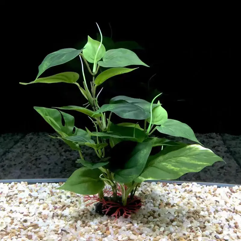

Artificial Aquarium Decor Plants Plastic Aquatic Plant with large green leaves Underwater Plants Fish tank aquatic plant adorn