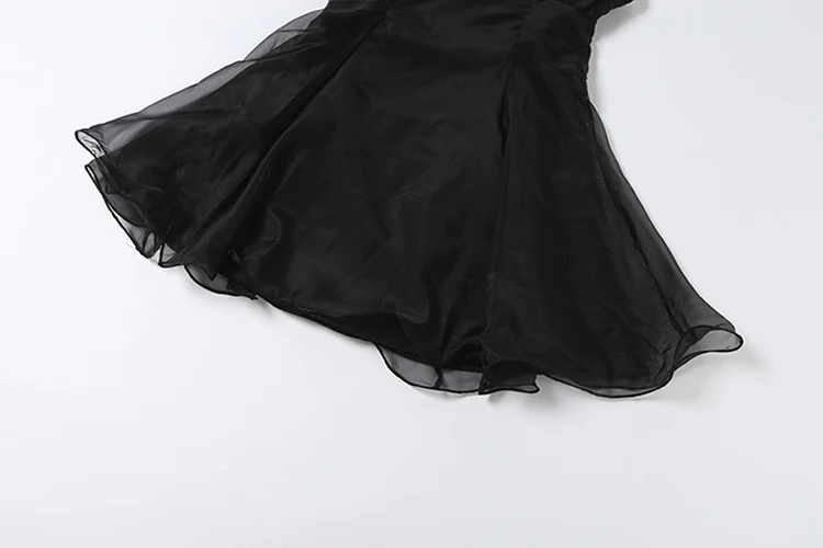 Weird Puss Quastenkleid für Damen, tief ausgeschnittenes, ärmelloses, figurbetontes Kleid mit Falten, einfarbig, Sommermode, für Abschlussball, Party, klassisch, schlicht, schick, Mini-Bodycon – Detail 10