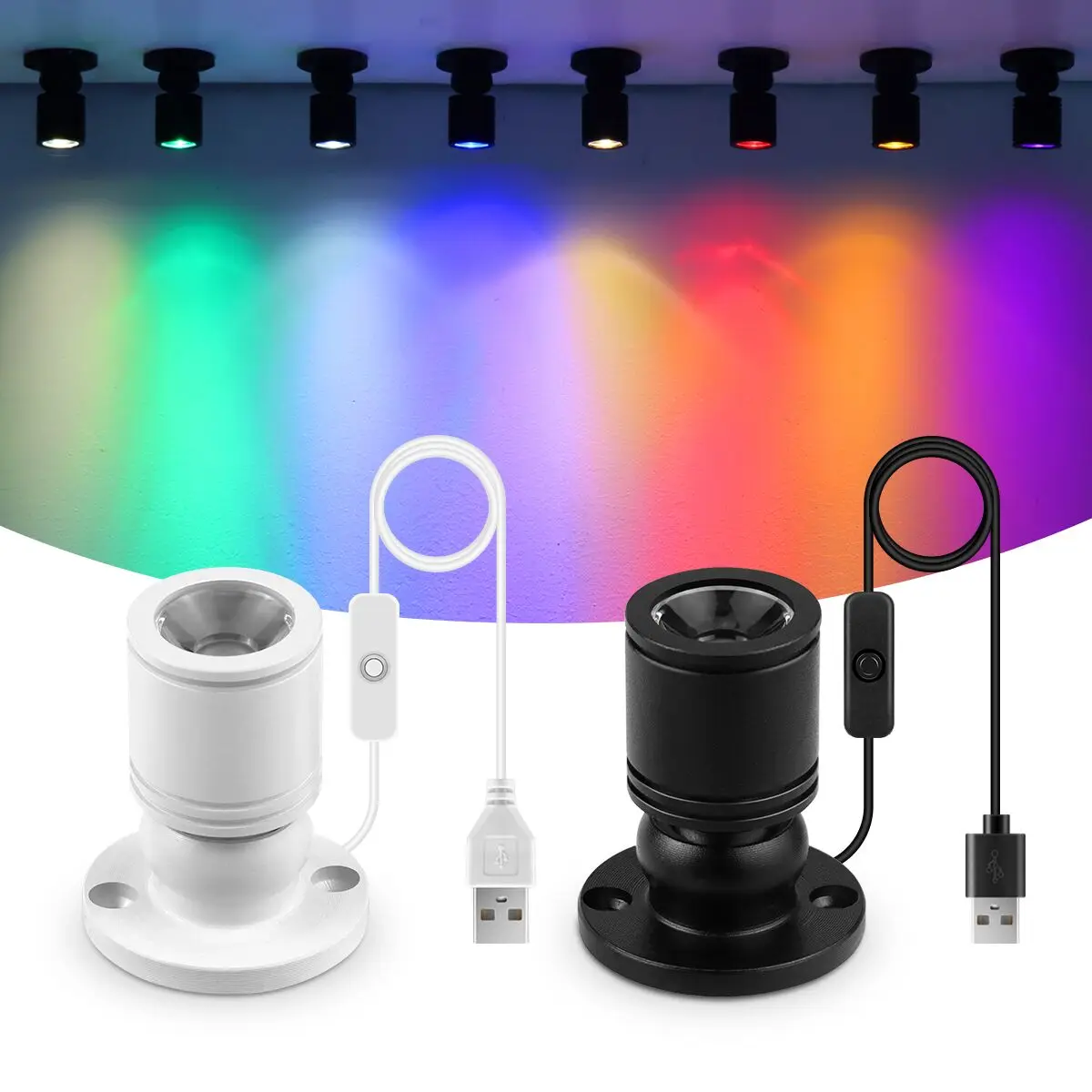 Surface Mounted Mini USB 5V 1W LED Spot Light Rotatable Ceiling Lamp Jewelry Showcase Counter Closet Cabinet Shelf Spotlight