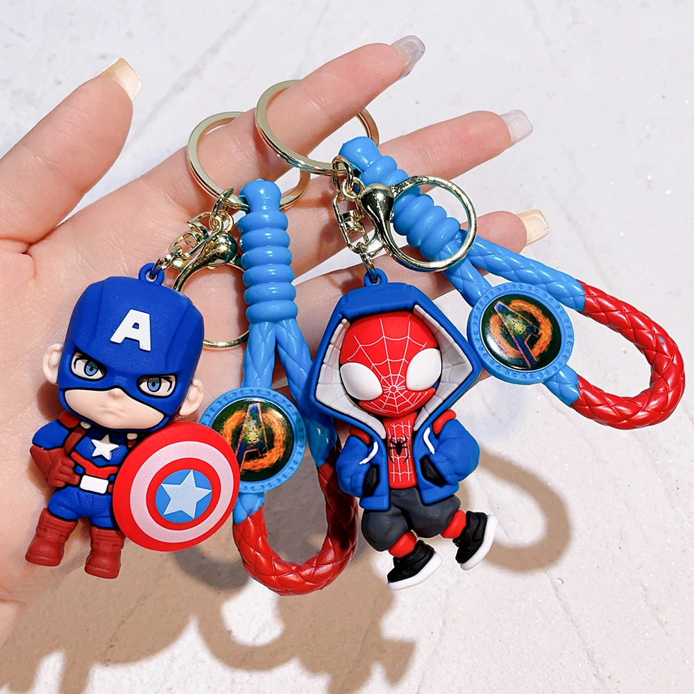 Marvel Spider Man Cute Doll Pendant Action Figures Avengers Iron Man Captain America Keychain Bag Keyring Pendant Birthday Gifts