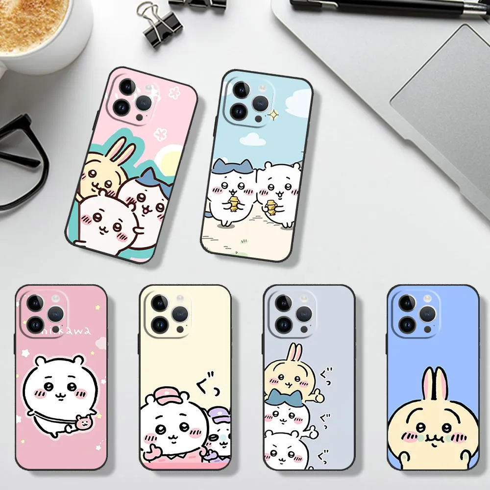 Cute C-Chii K-Kawa Catroon Phone Case For Samsung A03 A04 A05 S A13 A14 A22 A34 A53 4G5G S22 S23 ULTRA Black Soft Silicone Cover