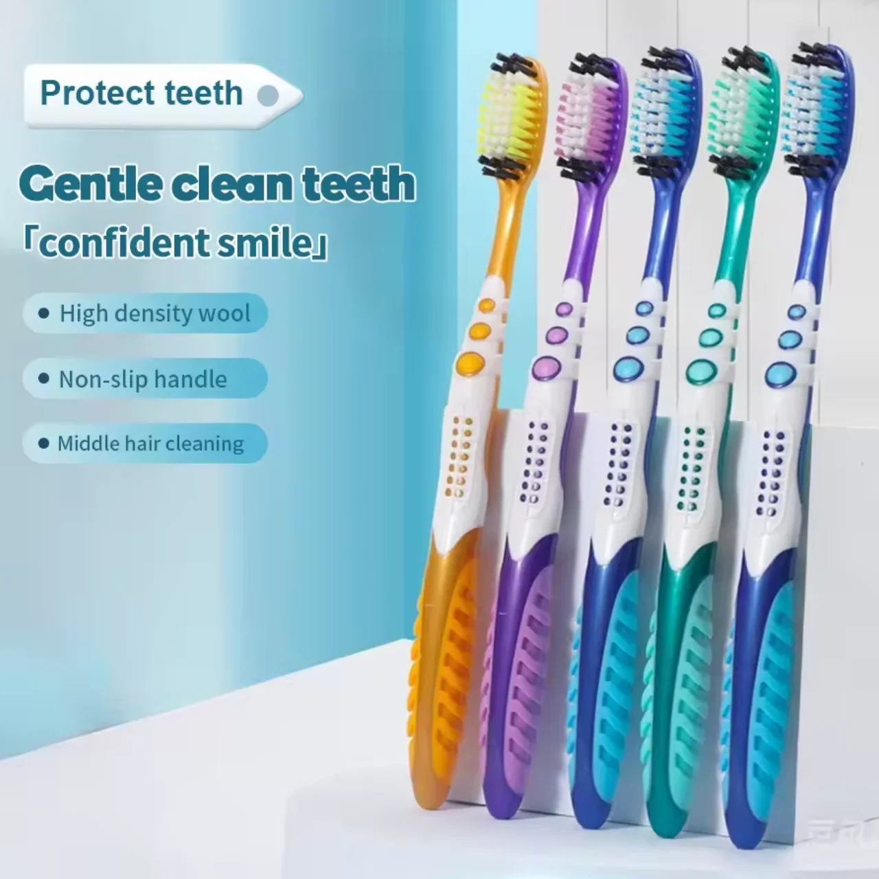 4pcs manual hard hair toothbrush for efficient oral cleaning, individually packaged for adults
