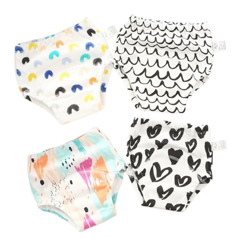 4PC Washable Diaper Learning Pants Infant Cotton Shorts Underwear 4 Layers Baby Training Pants