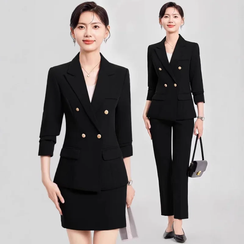 Weißes Profi-Anzugset für Damen, formelle Interview-Kleidung, 2025, neue, stilvolle High-End-Blazer-Arbeitskleidung