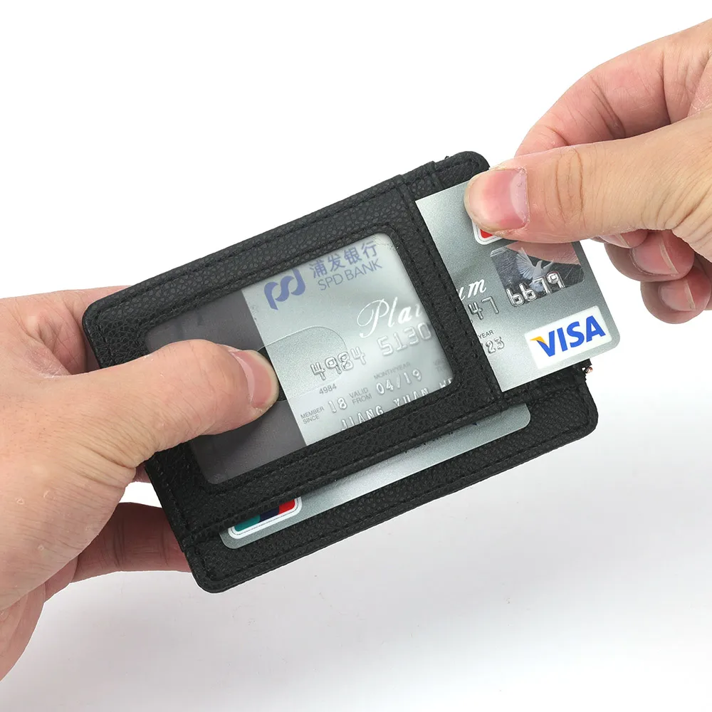 حاملي بطاقات الائتمان البسيطة والرحيلة والهوية الشفافة ونوافذ حافظة بطاقات رفيعة محفظة للنساء والرجال غطاء بطاقة العمل
