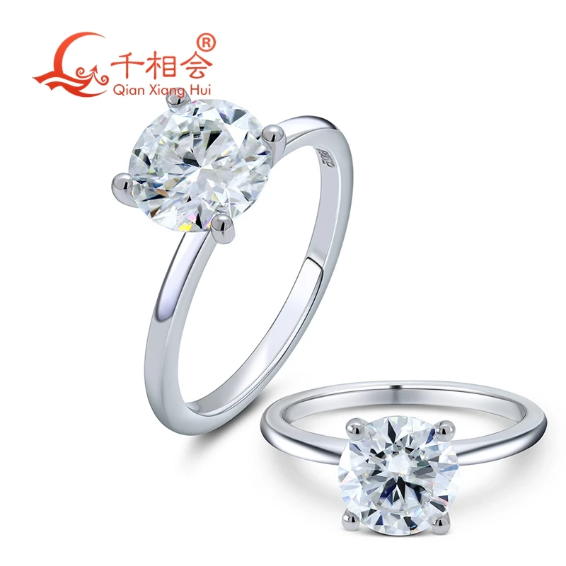 8.5mm 2.5ct  round shape s925 Silver Moissanite Ring Men women Diamonds jewelry  wedding datting gift fine Jewelry