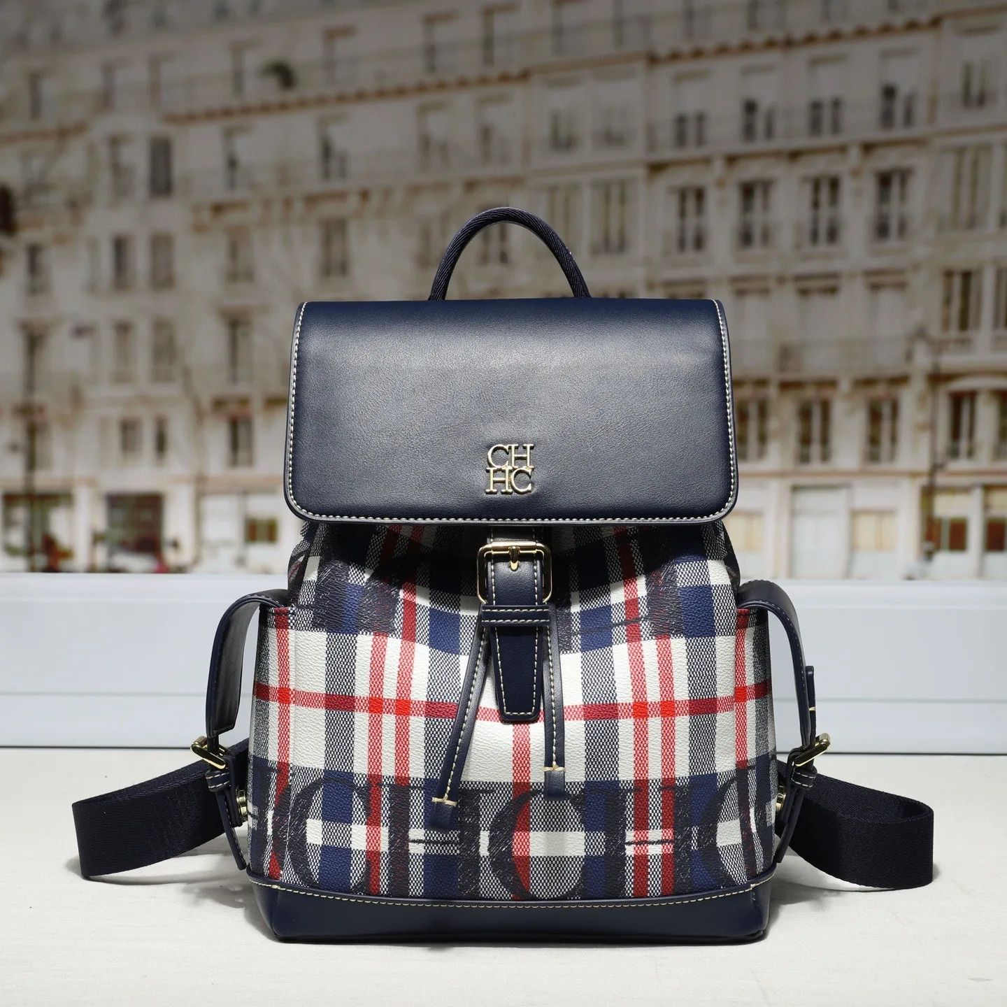 

CH 2026 Women's Color Block Backpack Luxury Design Preppy Style School Bag, Versatile Travel Backpack