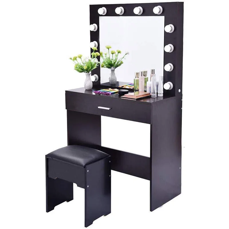 K-STAR Set With Lighted Mirror Cushioned Stool Simple Dresser Small Apartment Dedicated Makeup Table IN STOCK