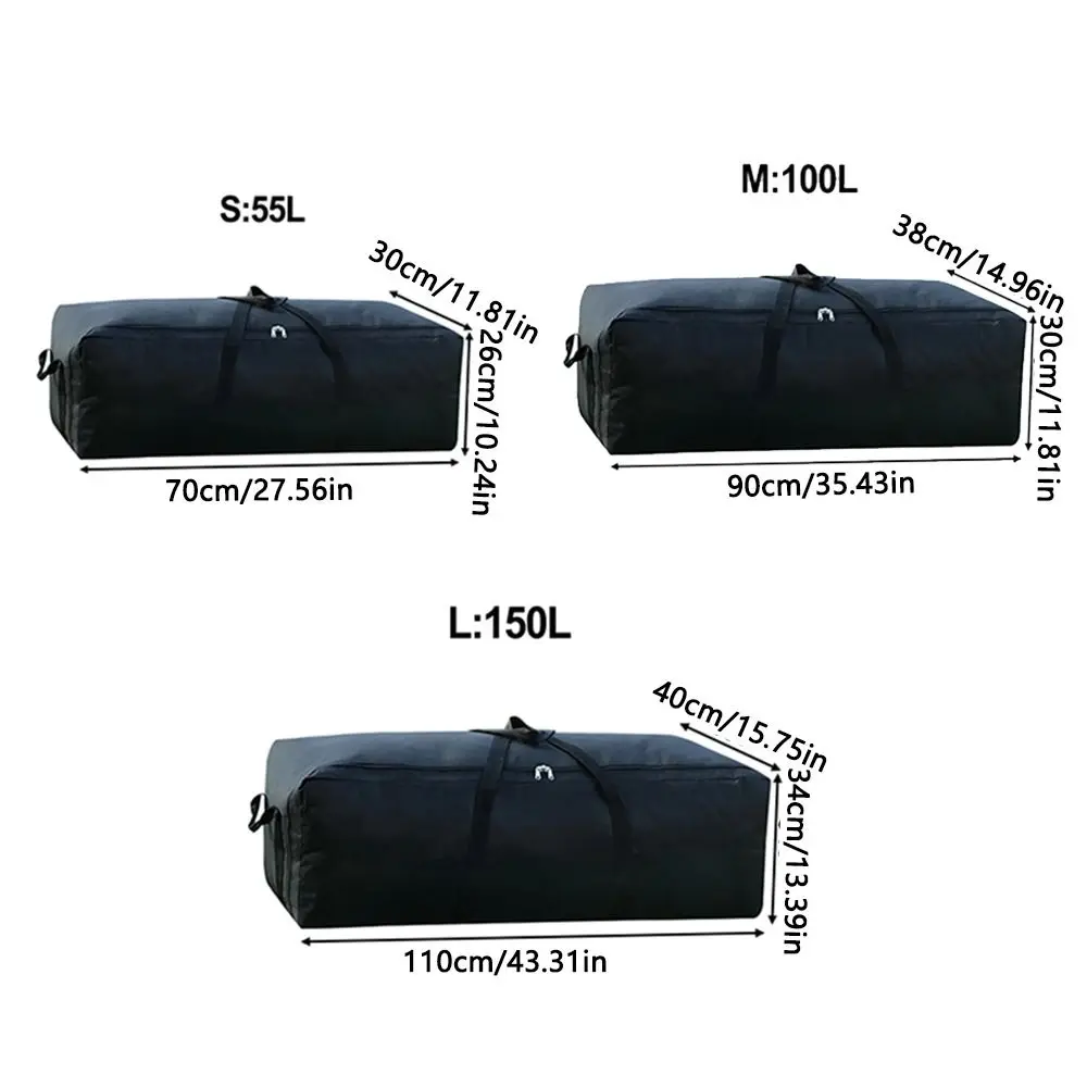 55L/100L/150L Extra Large Capacity Travel Bag Waterproof Foldable Oxford Cloth Hiking Handbag Reinforced Handles Large Opening