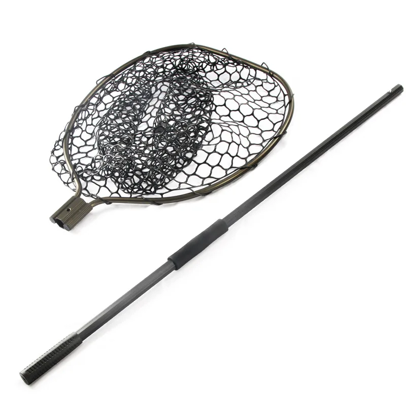 High Quality Folding Fly Fishing Aluminum Fishing Landing Net Carp Fishing Soft Clear Rubber Net for Catch and Release