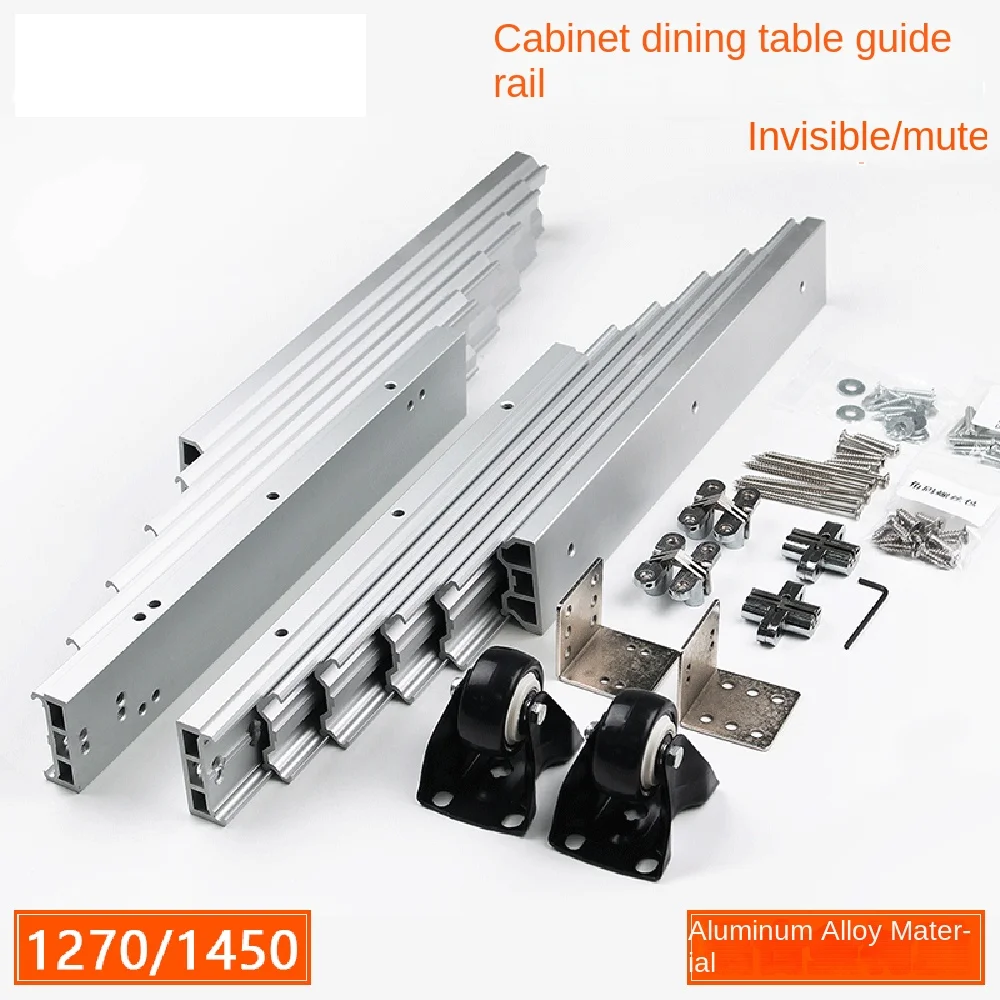 aluminio escondido trilhos de mesa dobravel armarios telescopicos dining slide empurrar plano tabela acessorios de hardware 6 01