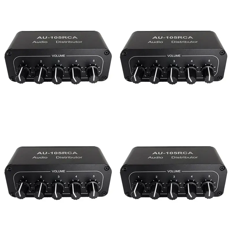 

A99E-4X 5CH Audio Distributor Stereo Audio Mixer 1 Input 5 Output RCA Splitter For Power Amplifier Active Audio