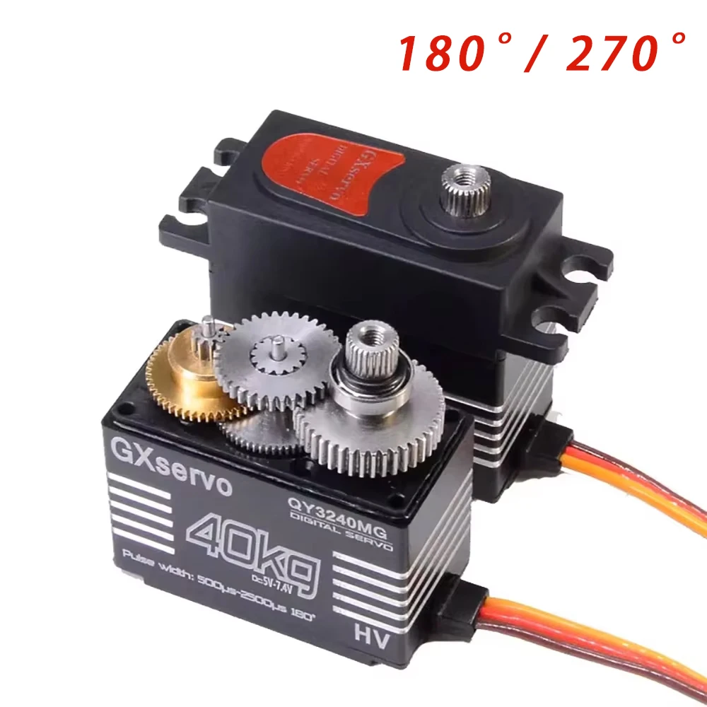 1/2pcs 180°/270° 40KG Digital Servo High Torque Metal Gear IP67 Waterproof for 1:8 1:10 TRX6 Scx10 RC Crawler Car Robot