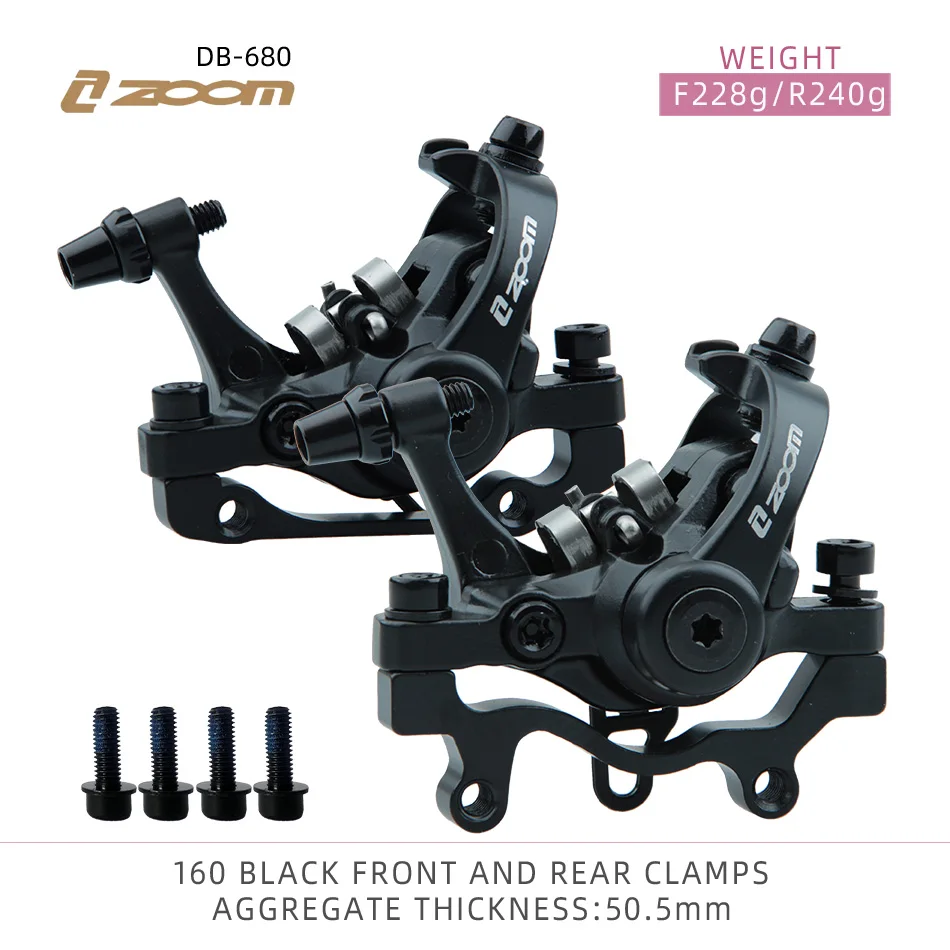 ZOOM DB680 Bicycle Disc Brake Mountain Bike Mechanical Caliper Double Piston Electric Bilateral Drive NFOX B001 Heat Sink 160