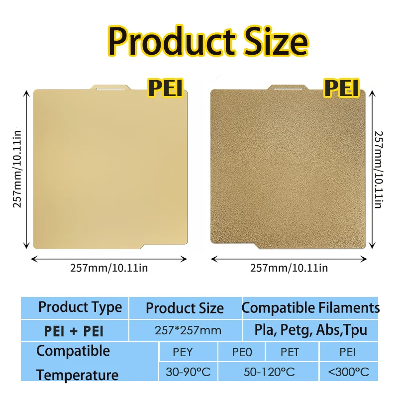 ENERGETIC  Bambu Lab X1 X1C P1s A1  Magnetic Plate 257x257mm Smooth PEI Steel Sheet Double Sided Printing Build Platform