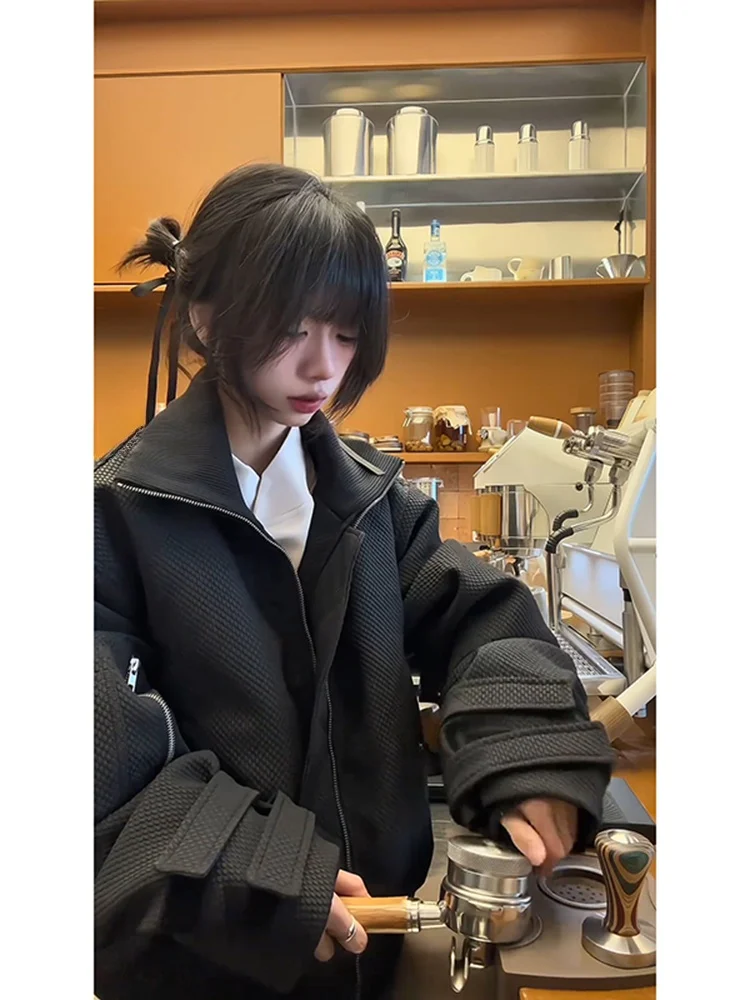 

Cleanfit Bla Collared Jaet Men's Spring Autumn Design Sensation Honeycomb Blade Tie Sve ort Outerwear