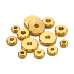 20/50pcs/lot Stainless Steel Gold Color Flat Round Beads Spacer Bead Charm Loose Beads for Jewelry Making DIY Bracelets Supplies