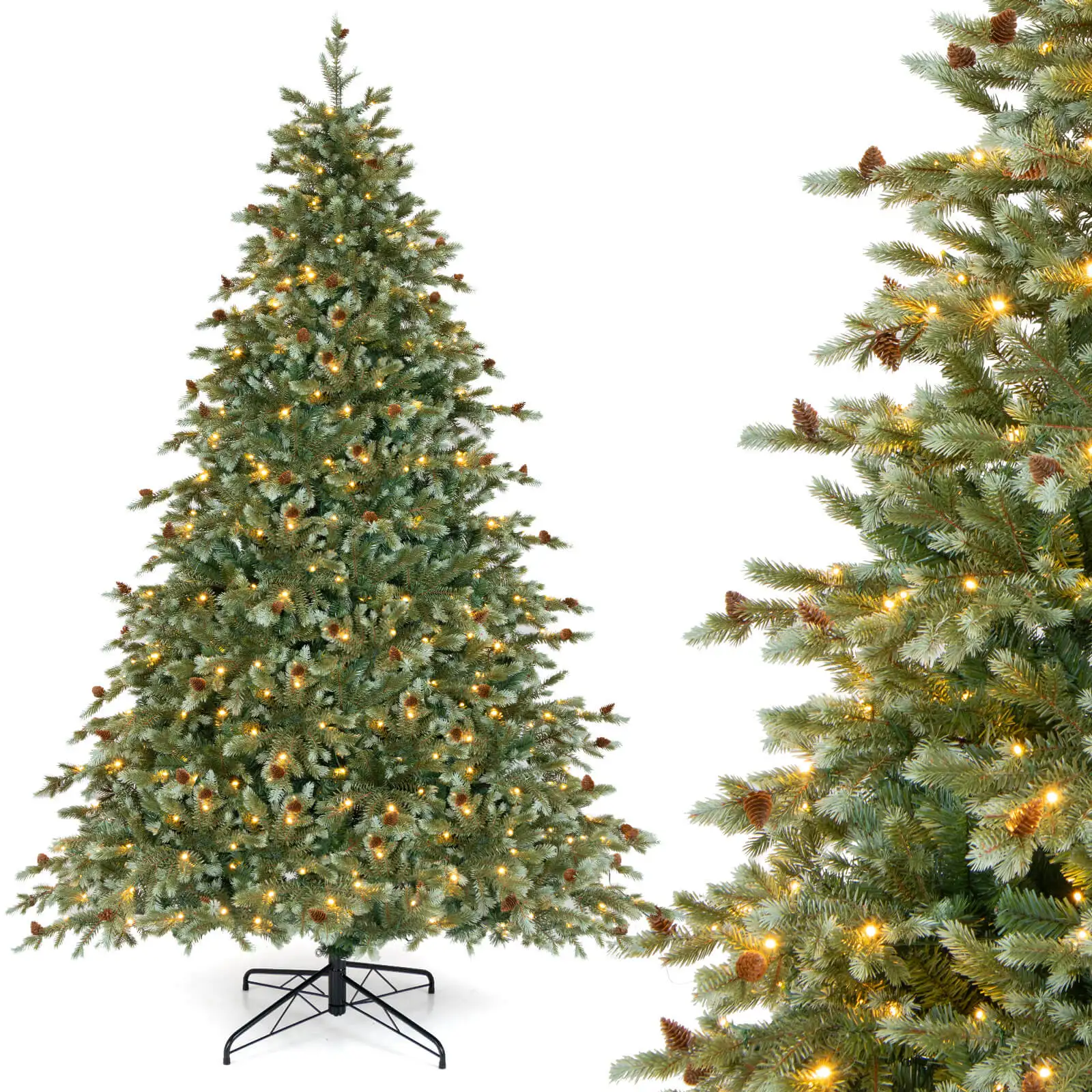 

8 FT Artificial Christmas Tree with 1226 Branch Tips 410 Warm White LED Lights